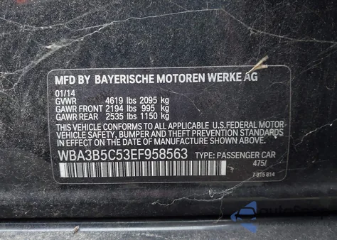 2014 BMW 328I xDrive from USA, damaged, VIN WBA3B5C53EF958563